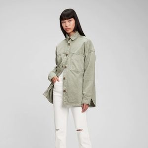 GAP NWT Oversized Khaki Shirt Jacket with Washwell